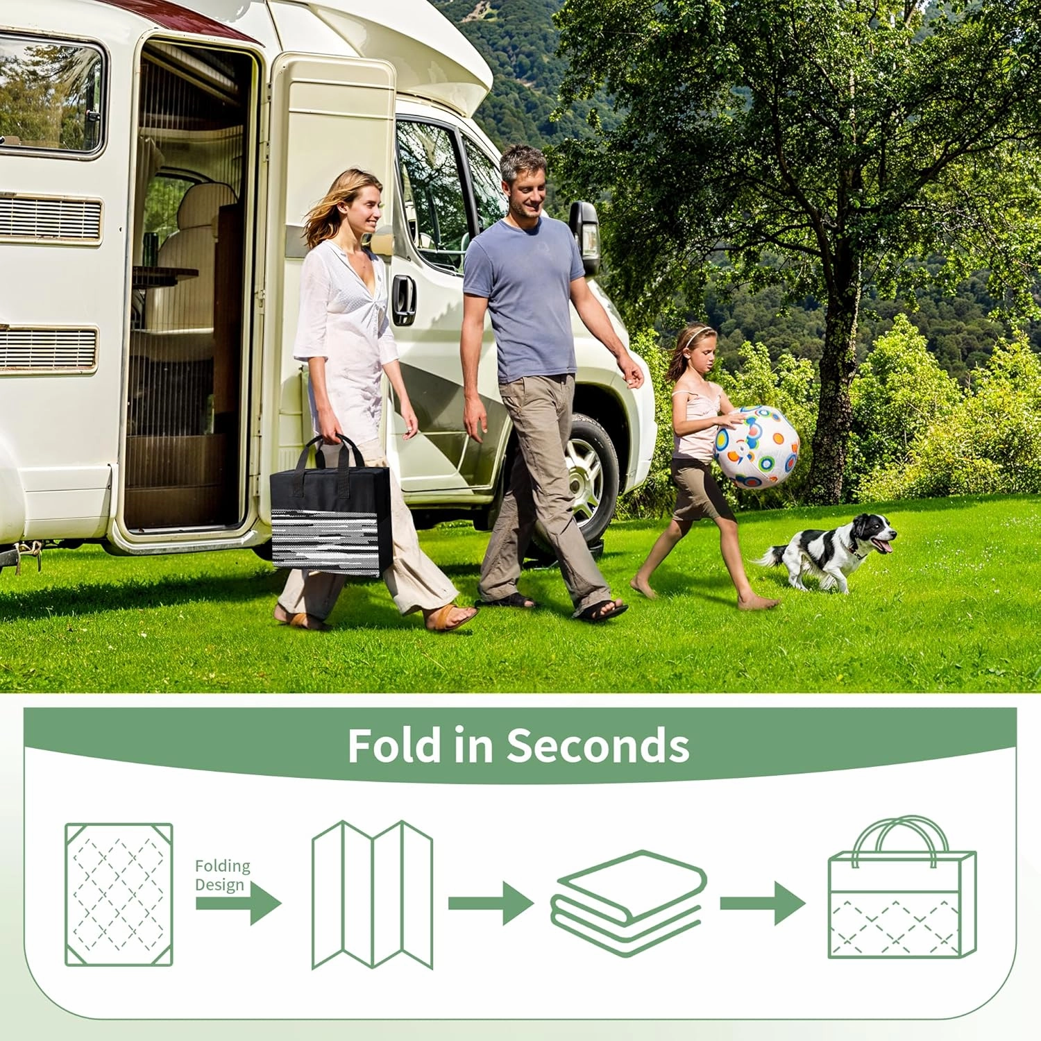 GENIMO Outdoor Rug for Patio Clearance, 8'x10' Waterproof Camping Mat, Reversible Plastic Straw Rugs for RV, Camper, Balcony, Backyard, Picnic, Deck (Black White)