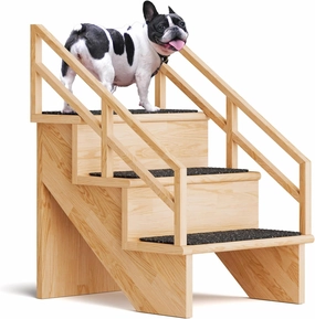 Gentle Rise Pet Steps with Safety Rails | 3 Step Dog Stairs for Couch, Sofa, Bed | Steps with Non-Slip Carpet | Pet Stairs for Small and Big Dogs | 16" High Dog Steps