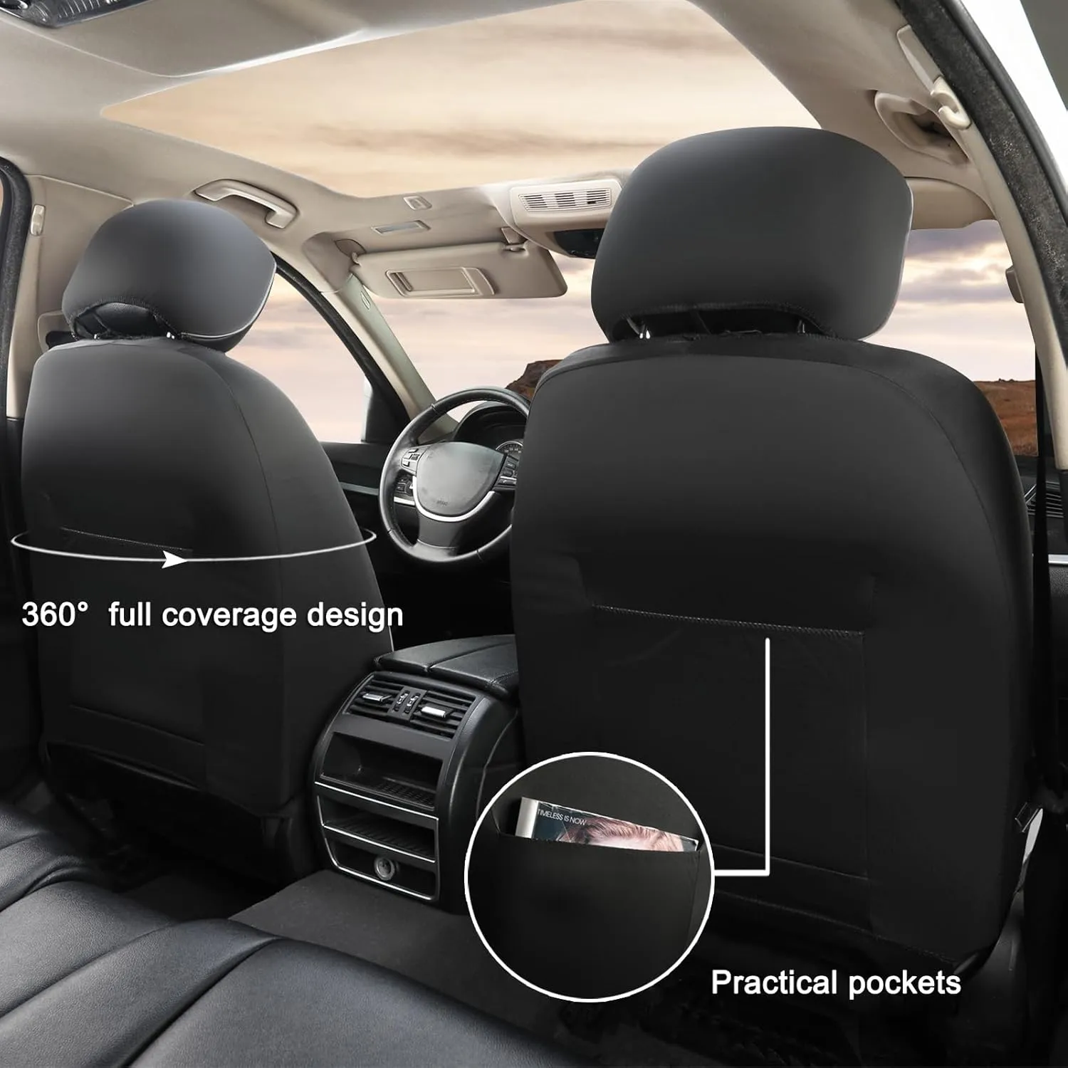 GIANT PANDA 2-Pack Front Mesh Car Seat Covers Custom Fit Toyota Tacoma 2016 2017 2018 2019 2020 2021 2022 2023 Double & Crew Cab SR, SR5, Limited, TRD Pro, TRD Sport, TRD Off-Road (Grey/Gray)