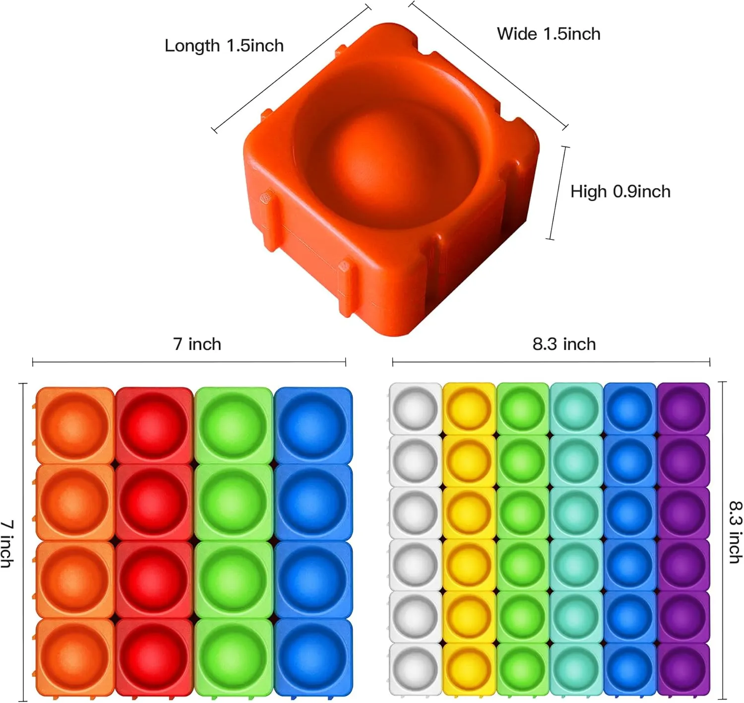 Giant Pop Blocks Bubble Premium Silicone Pop Fidget Blocks for Endless Joy and Education - Vibrant Pop Blocks for Imaginative Play and Puzzle Games-Toy Gift for Kids (64PCS)
