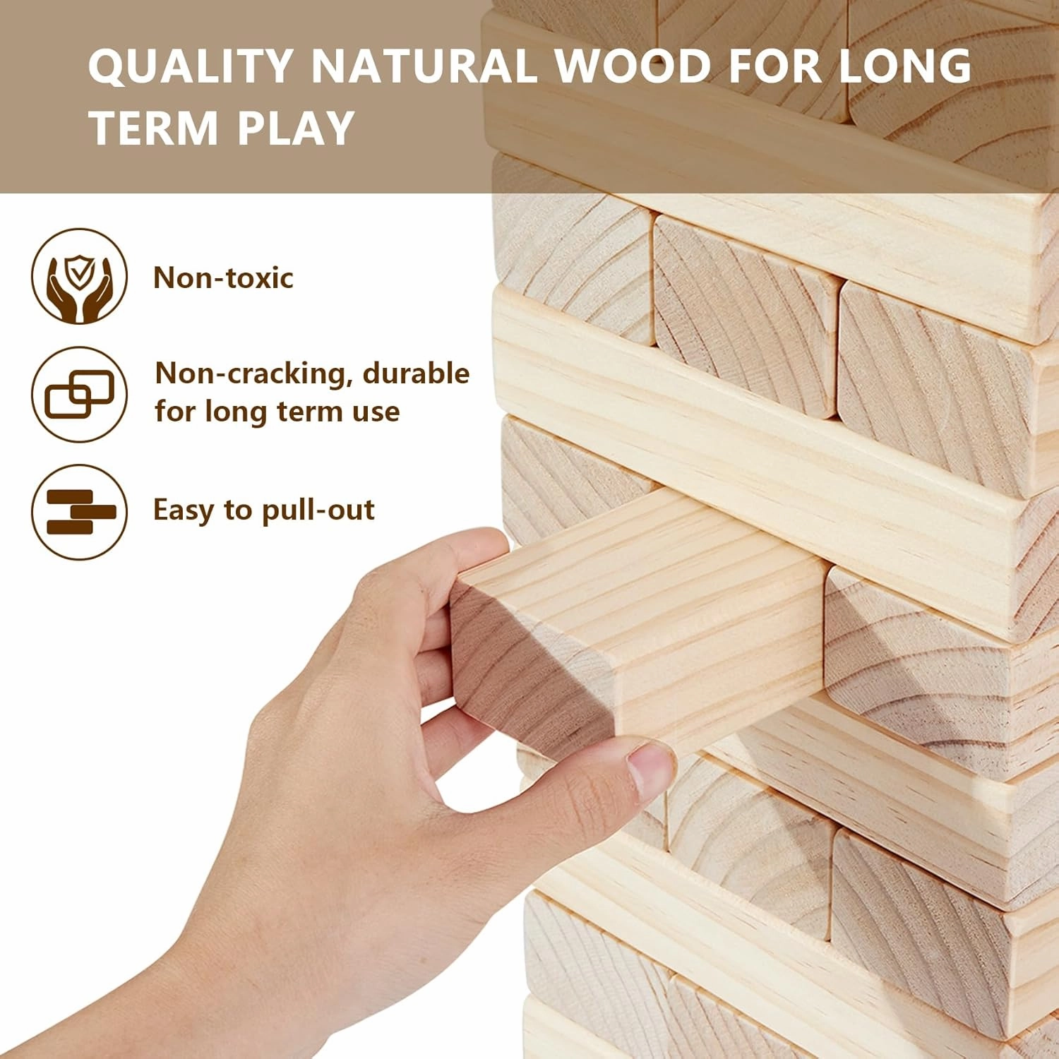 Giant Timber Blocks Games, 56 Blocks Large Tower Outdoor Games - Includes Carry Bag and Scoreboard, Wood Stacking Yard Games Grows from 2FT to Over 4.2FT for Kids Adults Family
