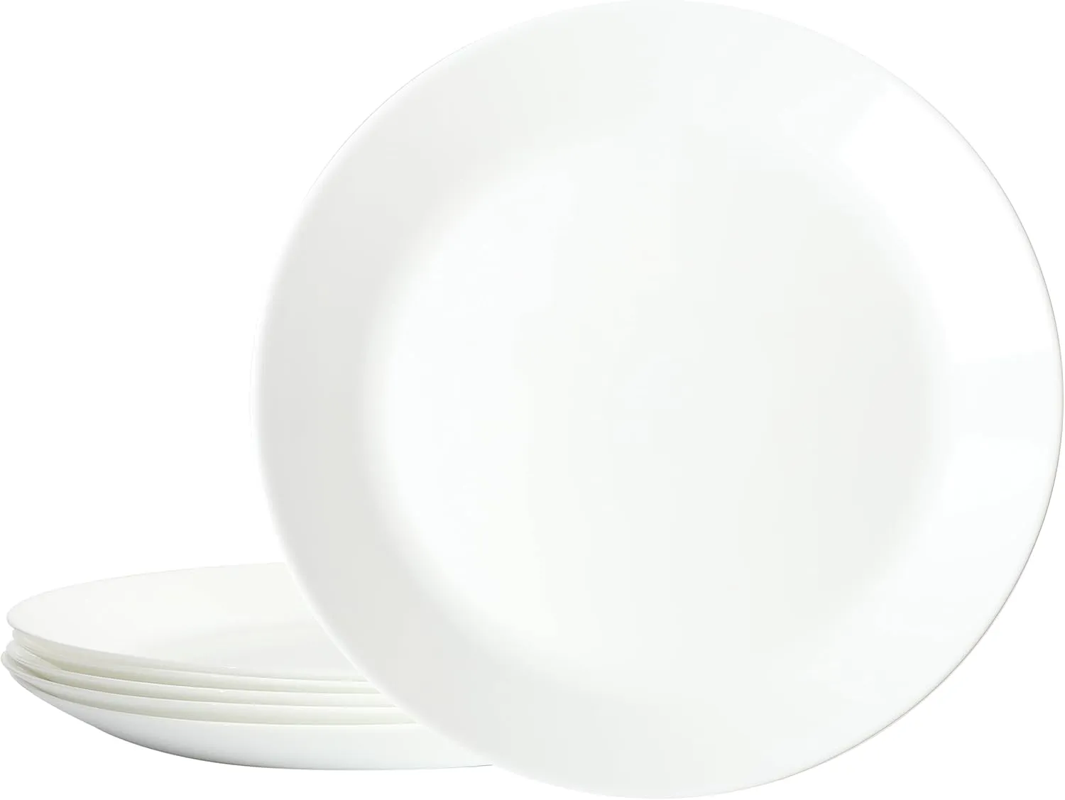Gibson Home Ultra Round 6 Pack 10 Inch Opal Glass Break and Chip Resistant, Lightweigth Round Dinner Plates