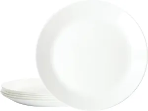 Gibson Home Ultra Round 6 Pack 10 Inch Opal Glass Break and Chip Resistant, Lightweigth Round Dinner Plates