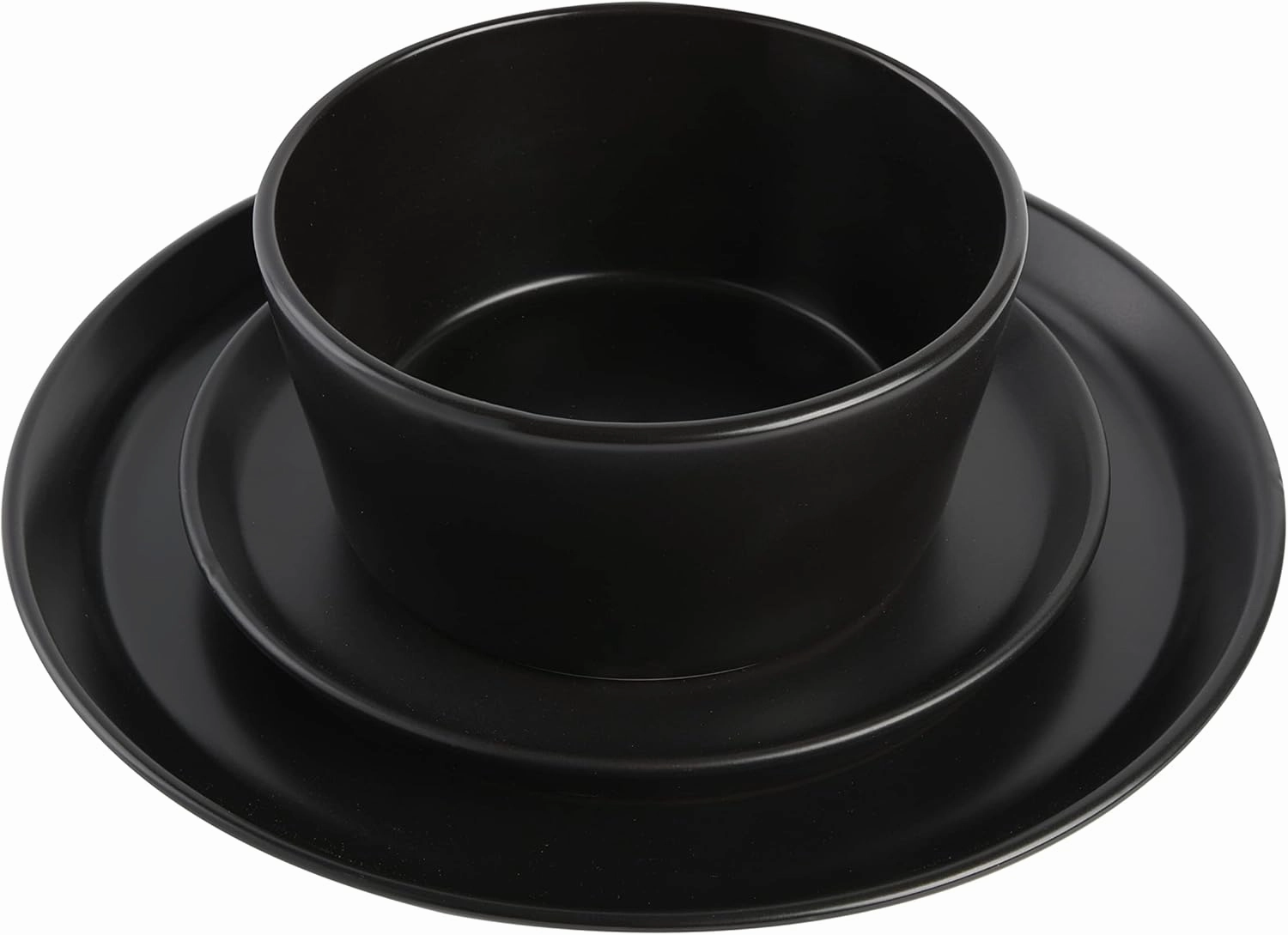 Gibson Soho Lounge Sofia Coupe Stoneware Dinnerware Set, Service for 4 (12pcs), Black