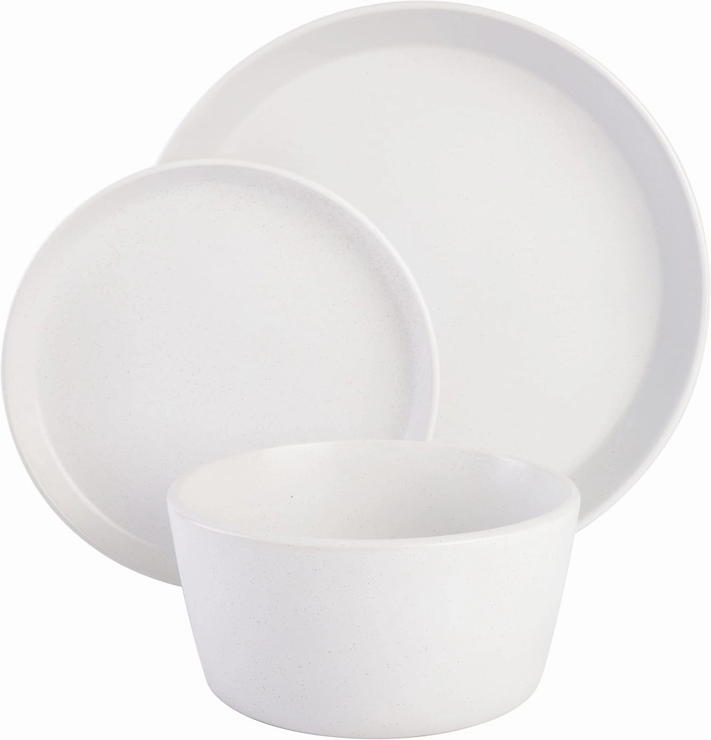 Gibson Soho Lounge Sofia Coupe Stoneware Dinnerware Set, Service for 4 (12pcs), White w/Speckle