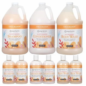 Ginger Lily Farms Botanicals Hospitality Kit, Coco Mango, 9-Pc Set Includes Shampoo, Conditioner & Body Wash, 100% Vegan & Cruelty-Free, Coconut Mango Scent