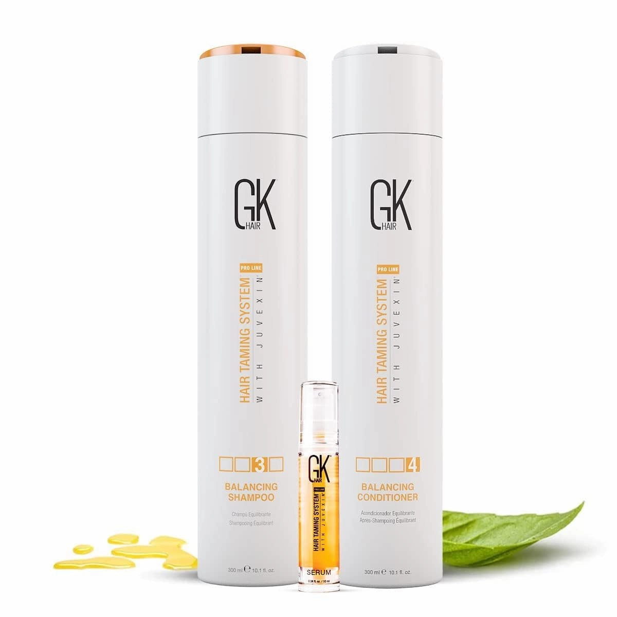 GK HAIR Natural Balancing Shampoo and Conditioner Combo Set with 100% Mini Organic Oil Serum for All Type of Hydrated Greasy Oily Dry and Damaged Hairs