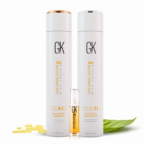 GK HAIR Natural Balancing Shampoo and Conditioner Combo Set with 100% Mini Organic Oil Serum for All Type of Hydrated Greasy Oily Dry and Damaged Hairs