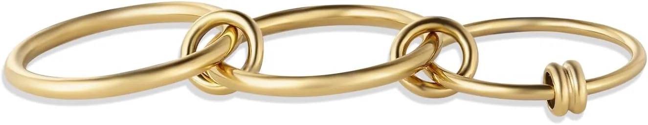 Gold Stackable Rings for Women Non Tarnish - Waterproof Interlocked Stackable Ring - Water Resistant Tarnish Free Gold Rings for Women