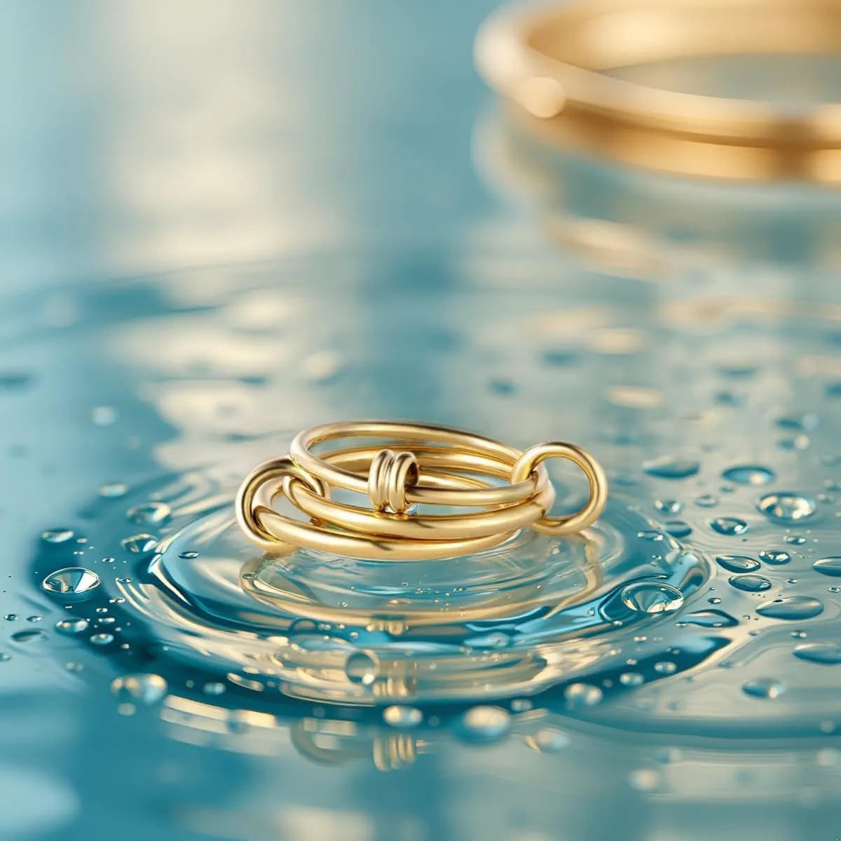 Gold Stackable Rings for Women Non Tarnish - Waterproof Interlocked Stackable Ring - Water Resistant Tarnish Free Gold Rings for Women
