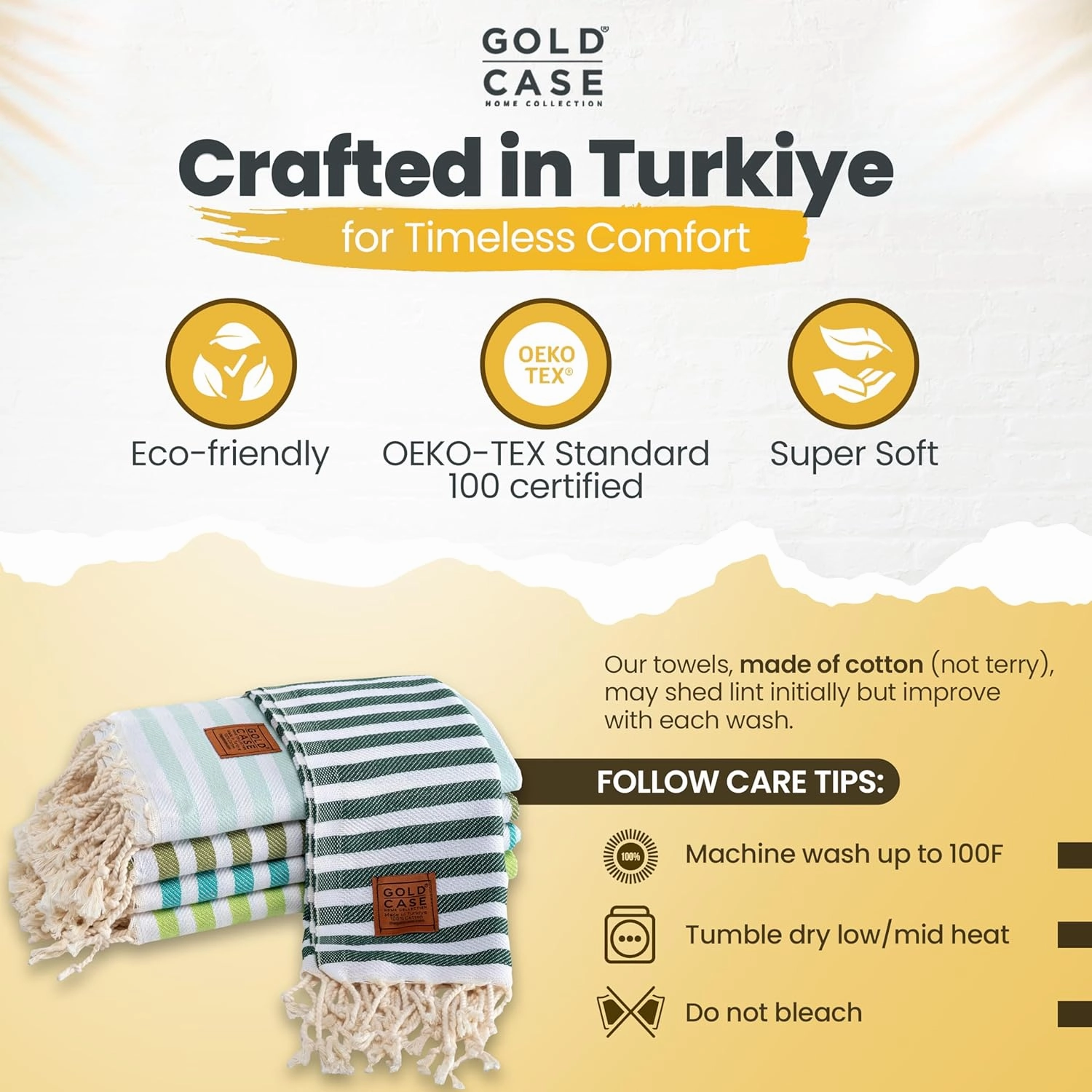 GOLD CASE HOME COLLECTION Myra Original Turkish Hand Towels - Set of 5 20x40 inches 100% Cotton Decorative Towel Bathroom & Kitchen & Hand，Face，Hair，Farmhouse，Gym，Tea & Dishcloth，Tones of Green