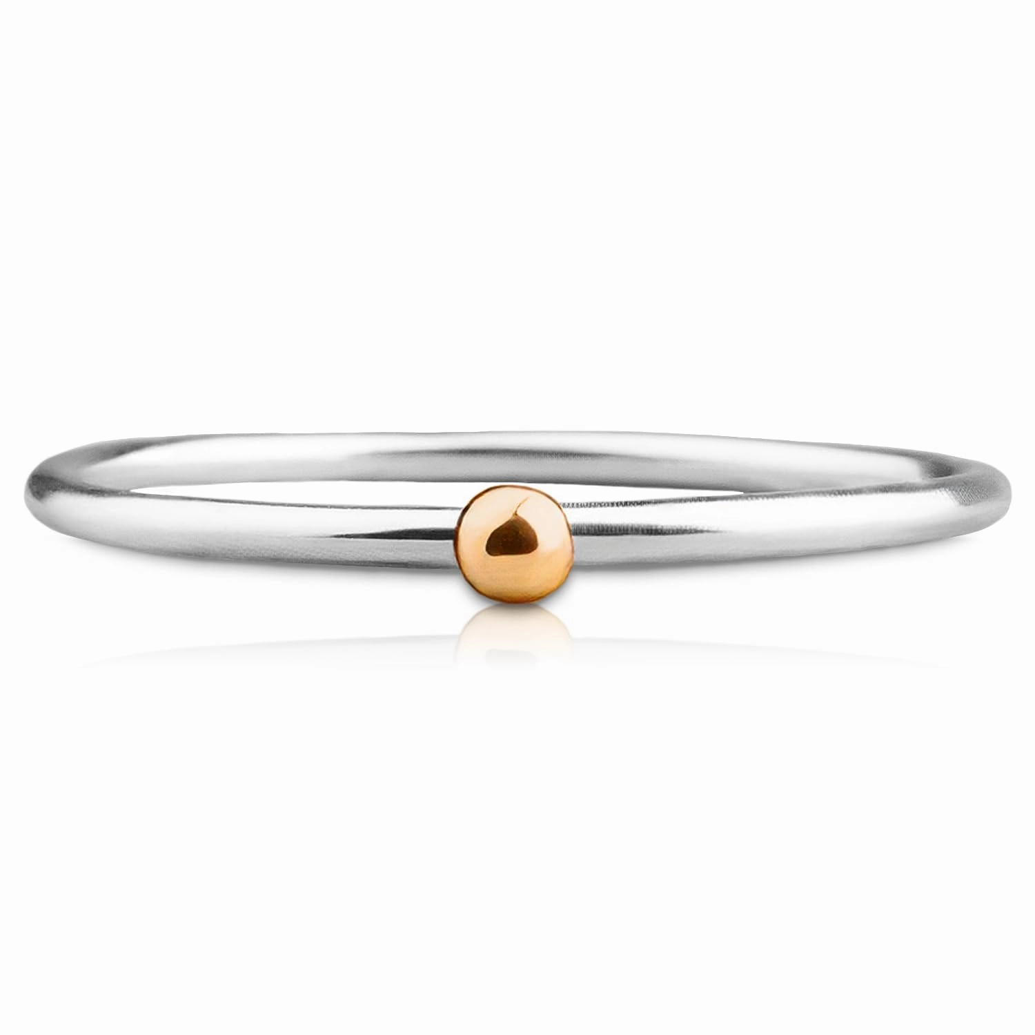 Gold Dot Ring | Mixed Metal 14K Solid Yellow Gold and Sterling Silver Stackable Stacking Band | Comfort Fit USA Sizes 4-12 (8)