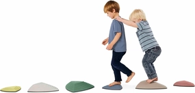 GONGE River Stones - The Original Kids Play Stepping Stones for Balance and Coordination, Non-Slip Bottom, Stackable, for Indoor and Outdoor, Set of 6 - Nordic