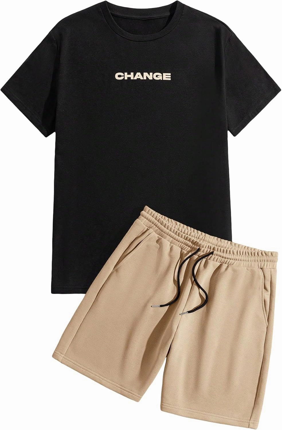 GORGLITTER Men's Shorts Set 2 Piece Outfits Graphic Tee and Drawstring Waist Track Shorts Set Streetwear