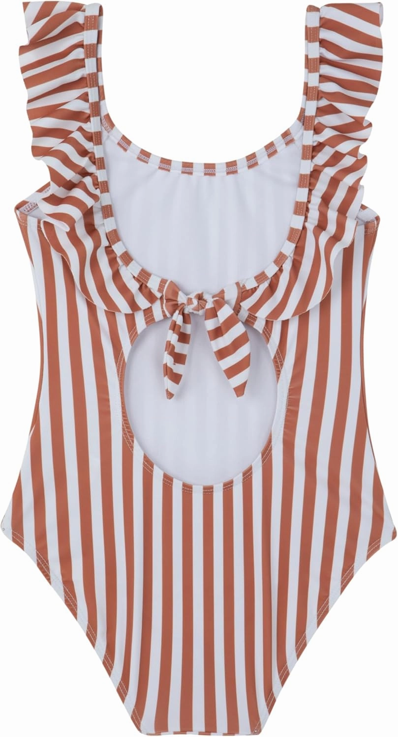 Gottex Kids Ditsy Dream Textured Square Neck Ruffle One Piece Swimsuit Chlorine Resistant and Built-in UPF UV Protection