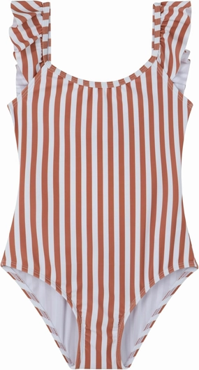 Gottex Kids Ditsy Dream Textured Square Neck Ruffle One Piece Swimsuit Chlorine Resistant and Built-in UPF UV Protection
