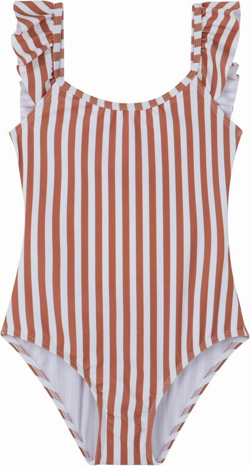 Gottex Kids Ditsy Dream Textured Square Neck Ruffle One Piece Swimsuit Chlorine Resistant and Built-in UPF UV Protection