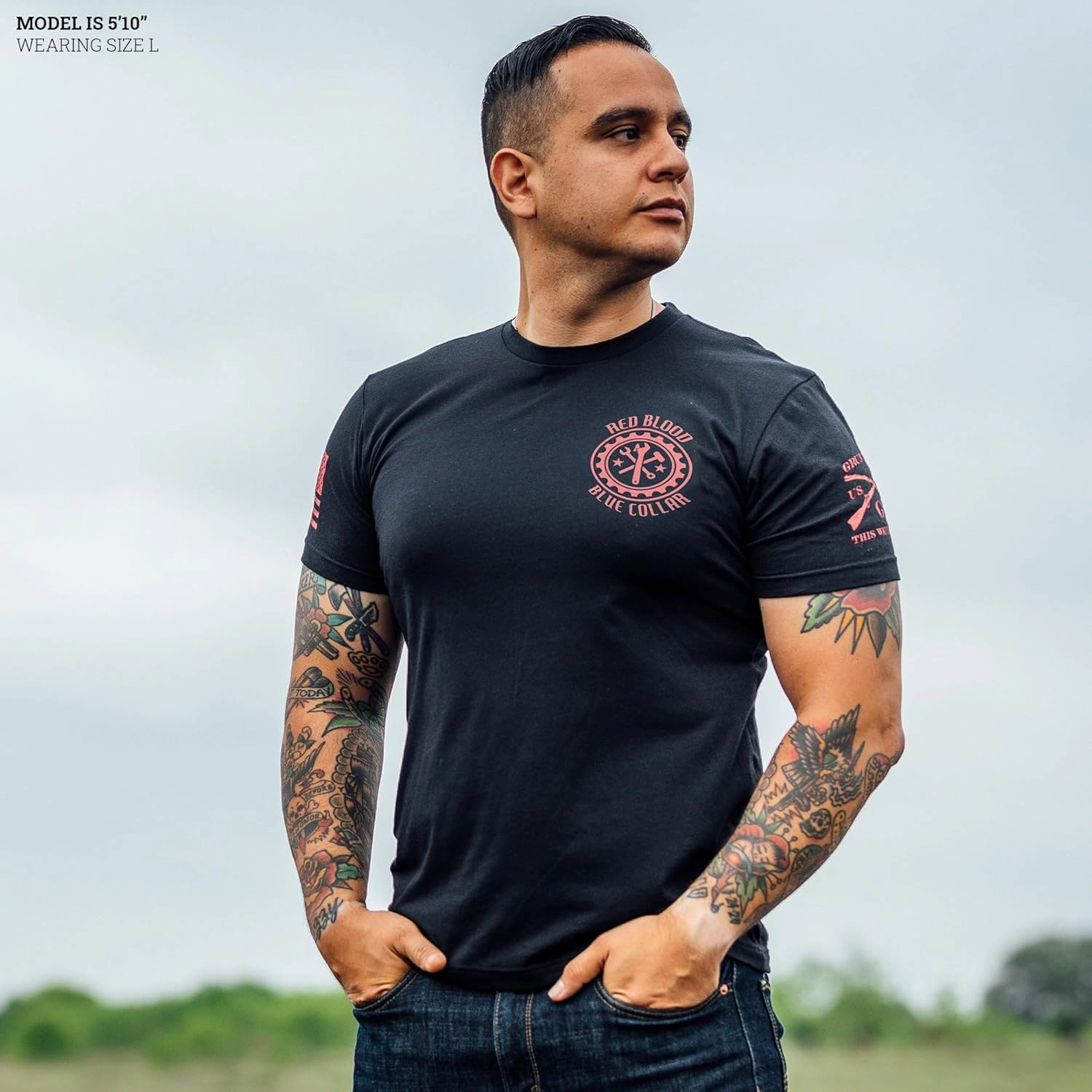 Grunt Style Red Blood Blue Collar Pinup Men's T-Shirt