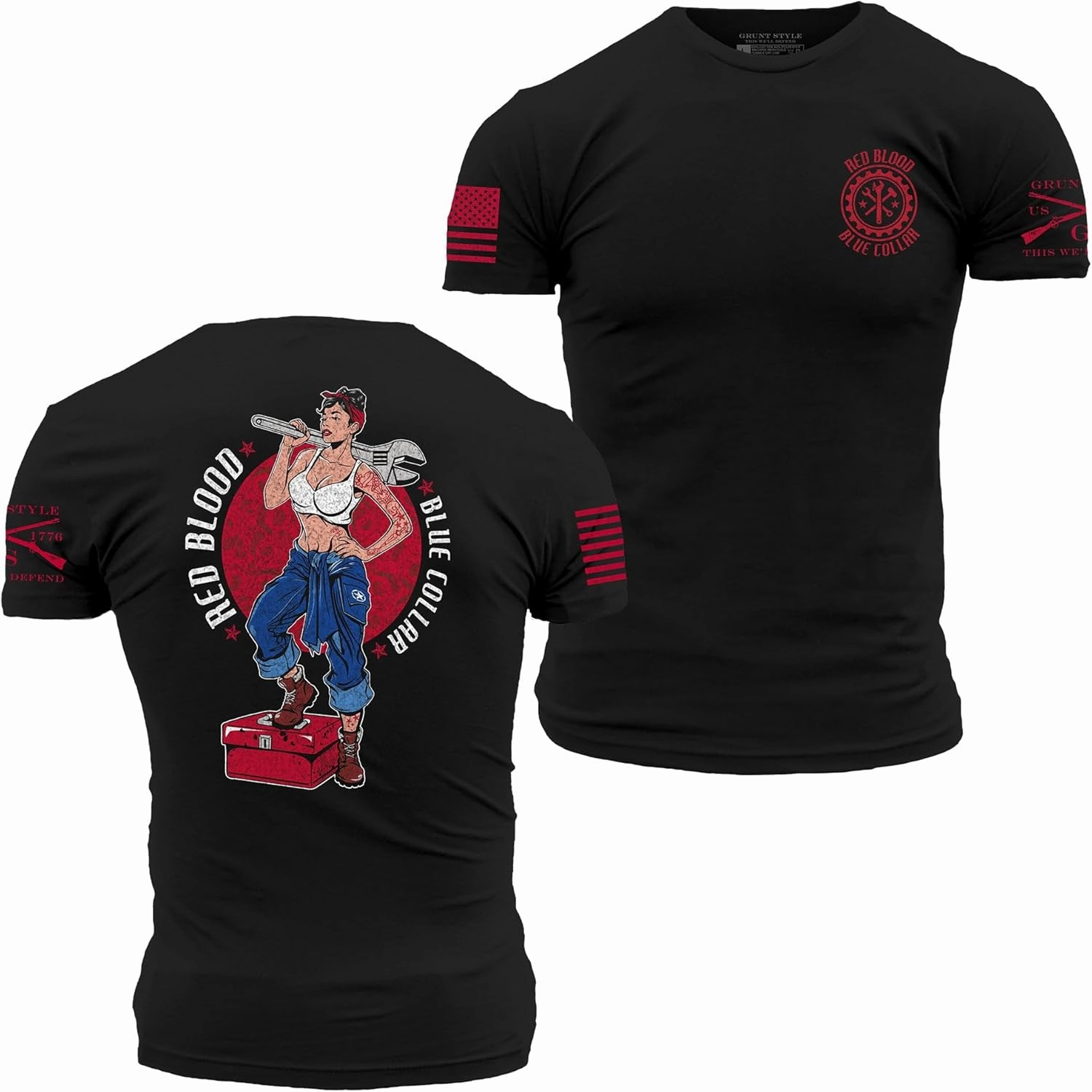 Grunt Style Red Blood Blue Collar Pinup Men's T-Shirt