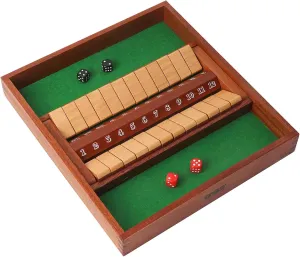 GSE Games & Sports Expert 2-Player Wooden Shut The Box 12 Numbers Dice Game Board with Red/Black Dice. Classic Tabletop Version of The Popular English Pub Game