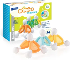 Guidecraft Grippies Windows - 24 Piece Set, Stem Soft Grip Magnetic Building Toy for Toddlers