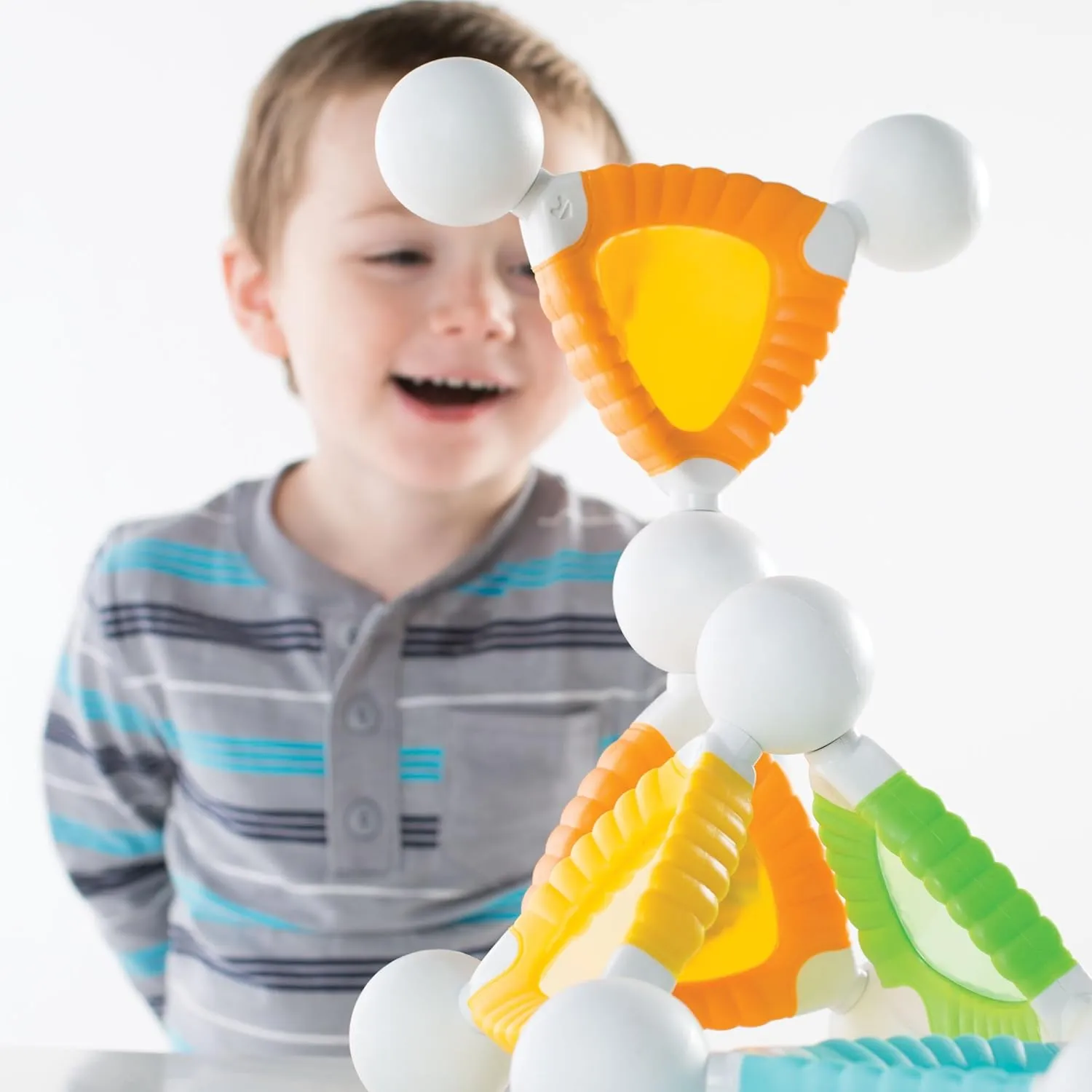 Guidecraft Grippies Windows - 24 Piece Set, Stem Soft Grip Magnetic Building Toy for Toddlers