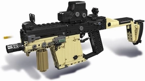 Gun Building Block, 1558 Pcs Manually Loaded Shooting Blaster Model Kit, Military Kriss Vector Submachine Gun Weapon Building Kit Compatible with Major Brands