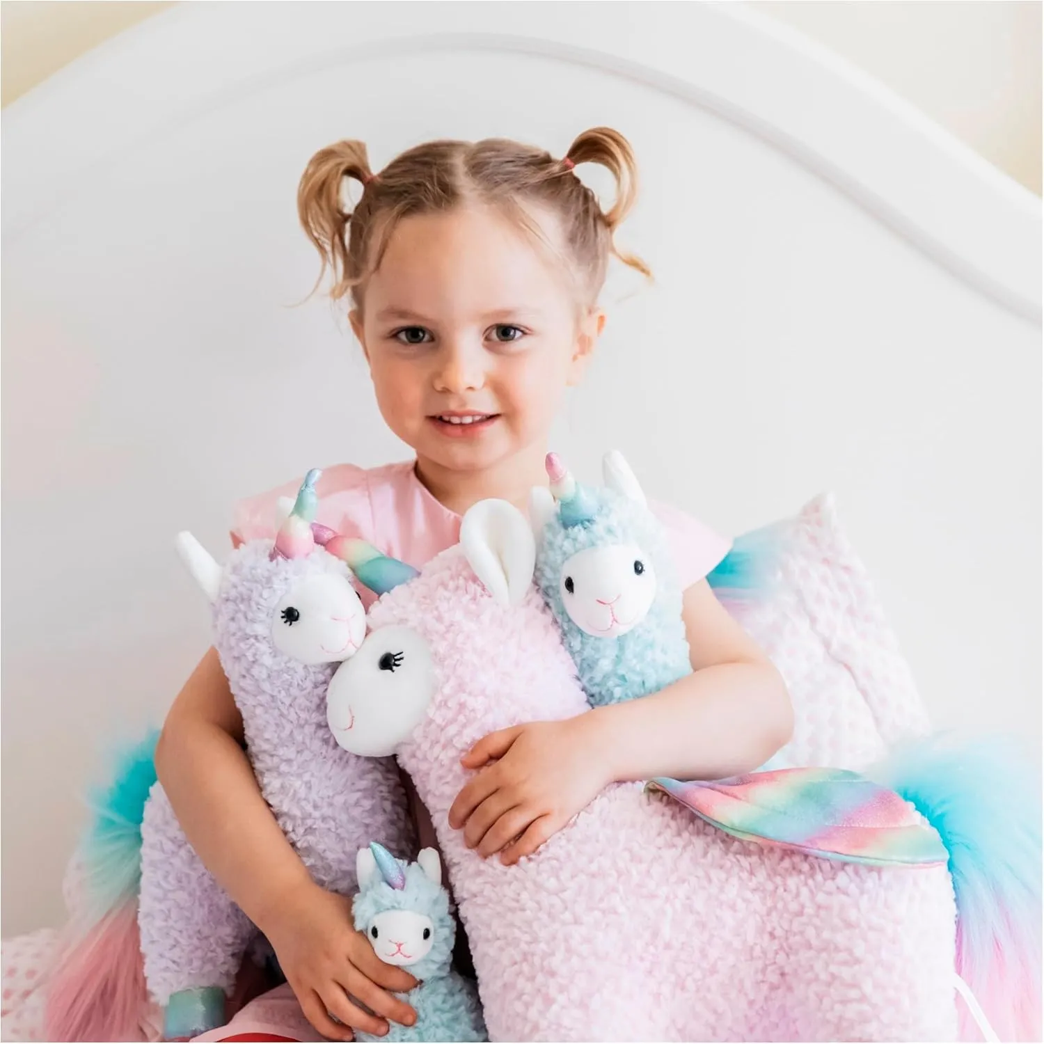 GUND Cotton Candy Llamacorn Plush Toy, Unicorn Stuffed Animal for Ages 1 and Up, Blue/Rainbow, 11”