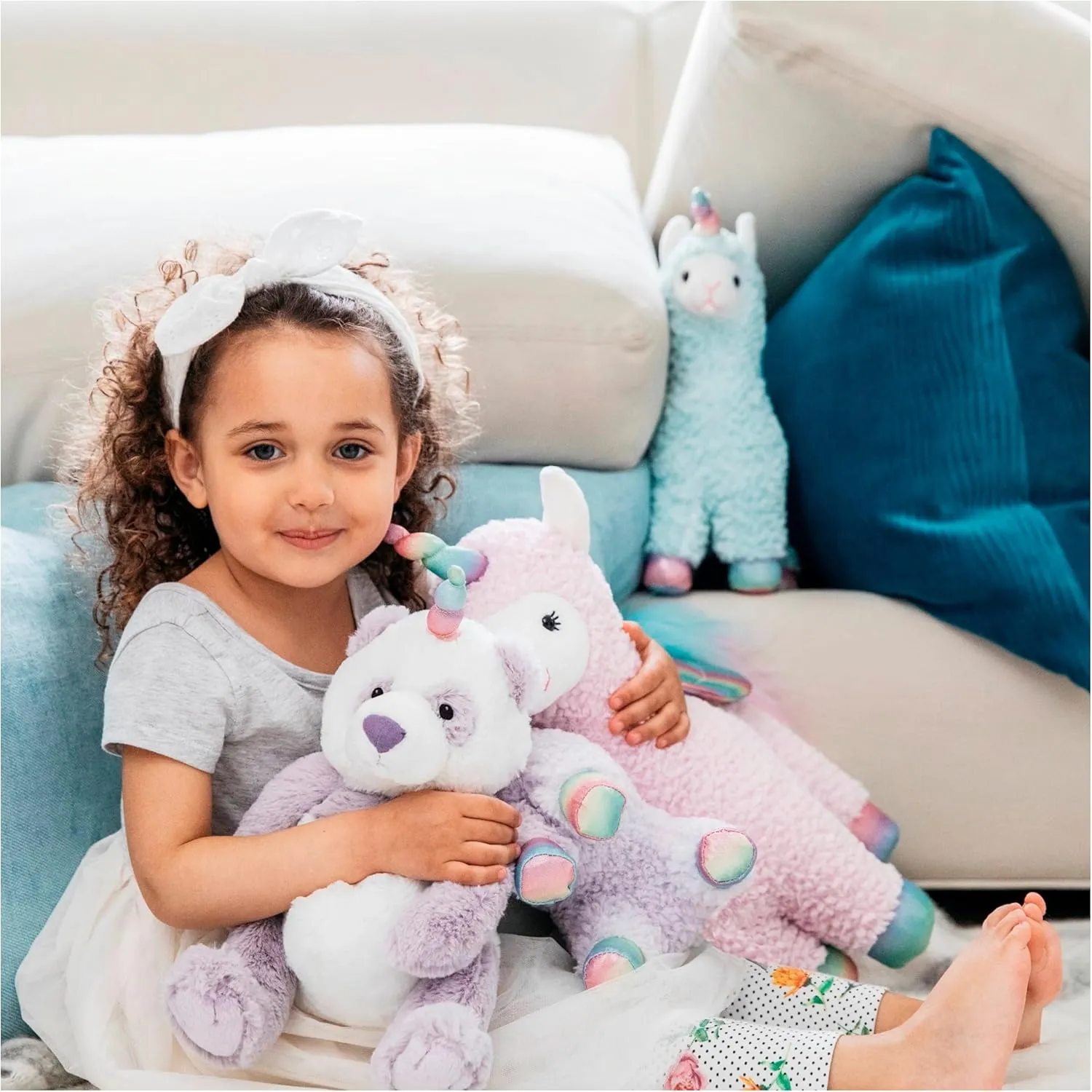 GUND Cotton Candy Llamacorn Plush Toy, Unicorn Stuffed Animal for Ages 1 and Up, Blue/Rainbow, 11”