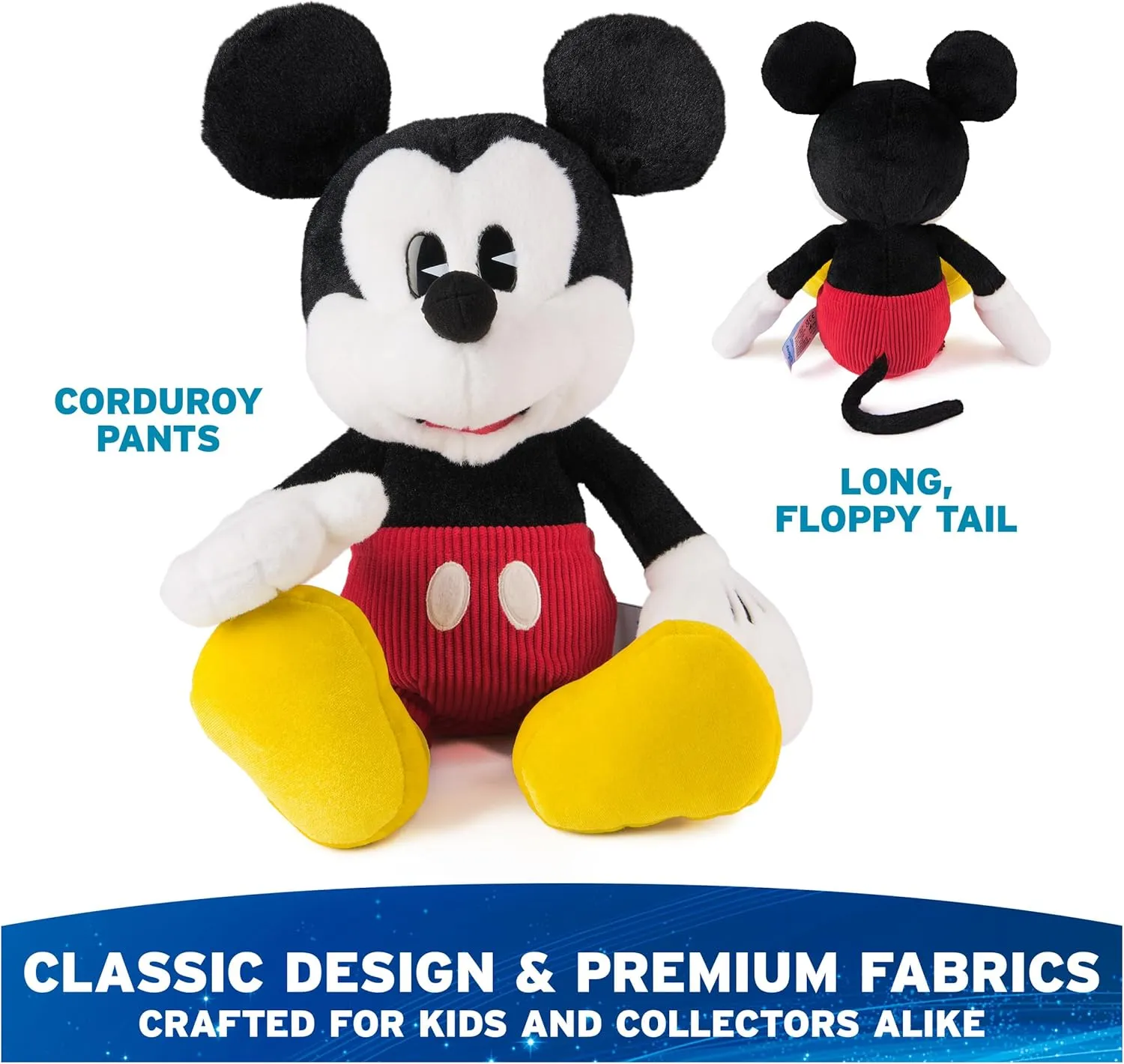 GUND Disney Official Mickey Mouse Classic Plush, Mickey and Friends, Deluxe Collector Stuffed Animal for Ages 1 and Up, Black/White, 14”