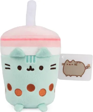 GUND Pusheen Boba Tea Cup Plush Cat Stuffed Animal for Ages 8 and Up, Green/Pink, 6”