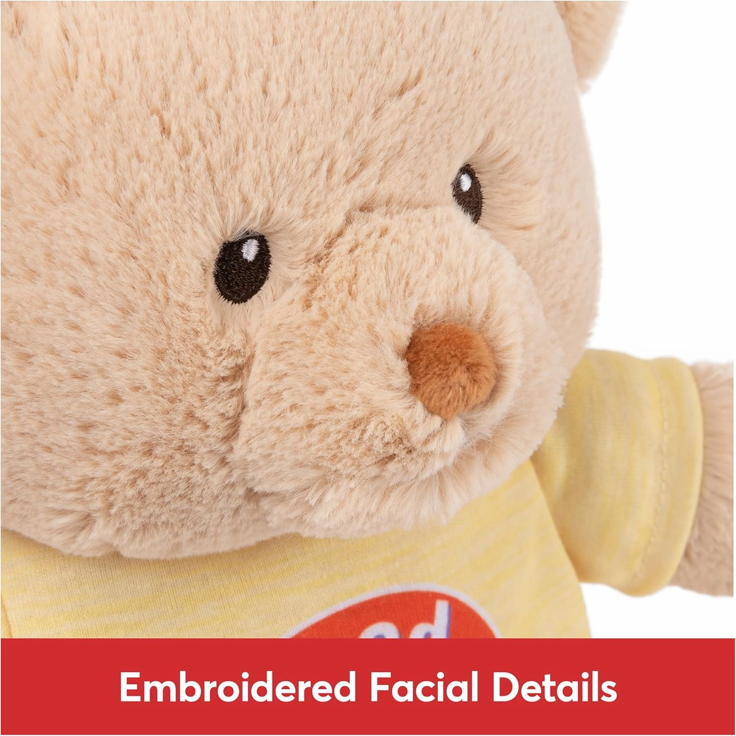 GUND “Good Vibes” Sustainable Message Bear with Yellow T-Shirt, Teddy Bear Made from 100% Recycled Materials for Ages 1 and Up, Tan, 12”