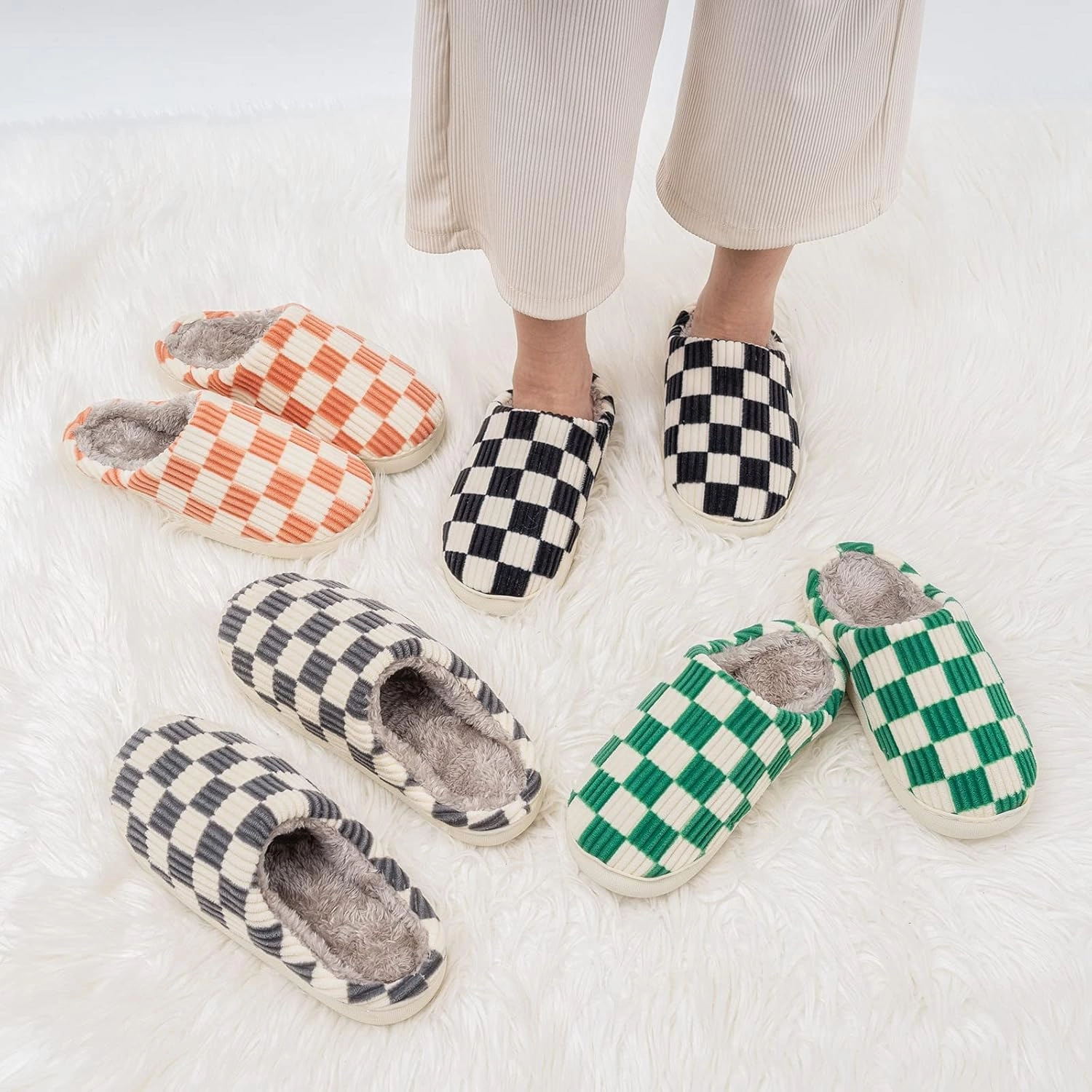 Guyarns House Slippers for Women & Men - Fuzzy, Casual Indoor/Outdoor Shoes with Memory Foam & Faux Fur Lining