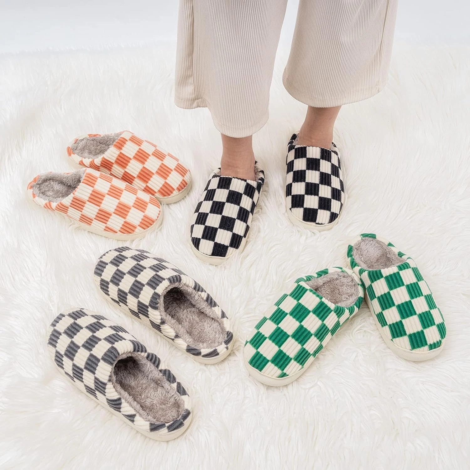 Guyarns House Slippers for Women & Men - Fuzzy, Casual Indoor/Outdoor Shoes with Memory Foam & Faux Fur Lining
