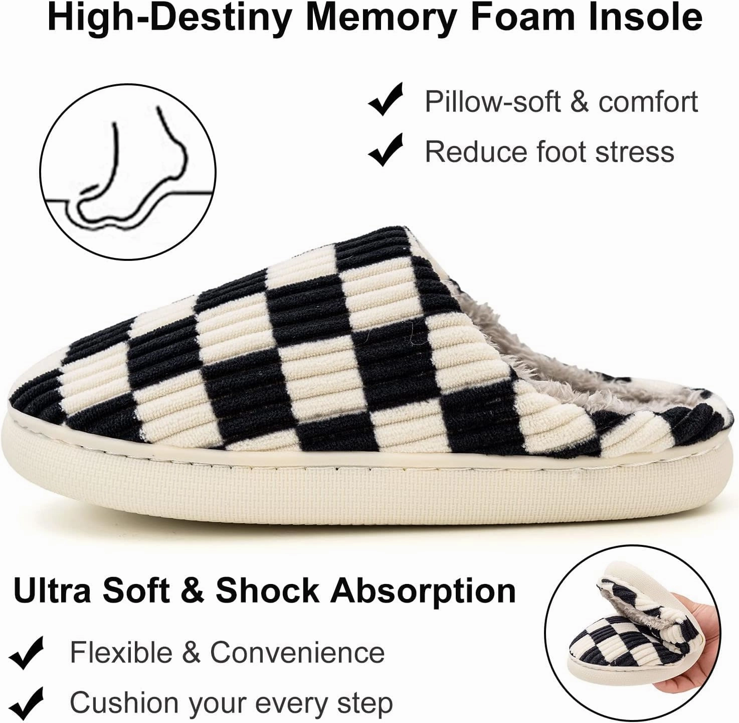 Guyarns House Slippers for Women & Men - Fuzzy, Casual Indoor/Outdoor Shoes with Memory Foam & Faux Fur Lining