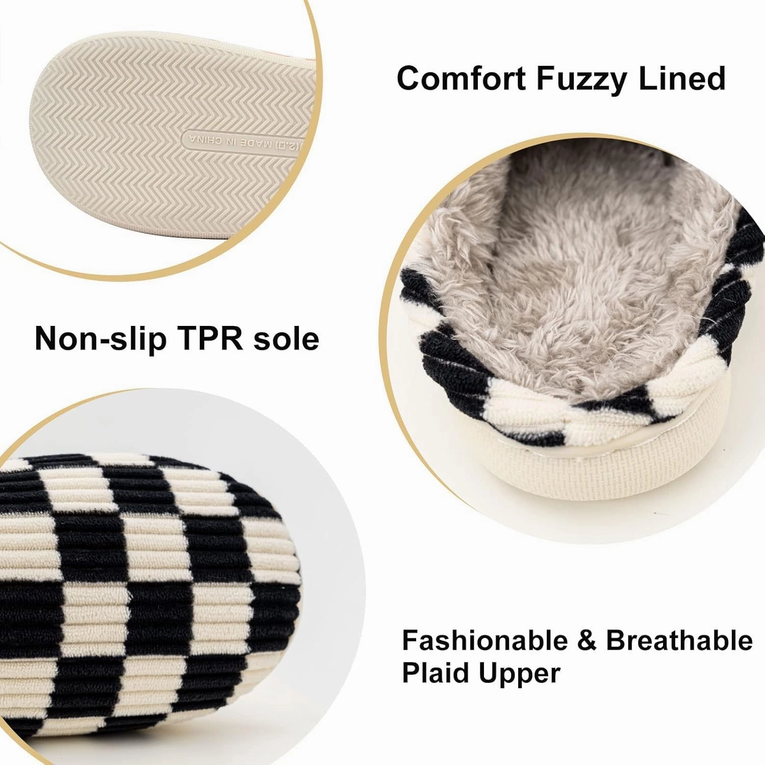 Guyarns House Slippers for Women & Men - Fuzzy, Casual Indoor/Outdoor Shoes with Memory Foam & Faux Fur Lining