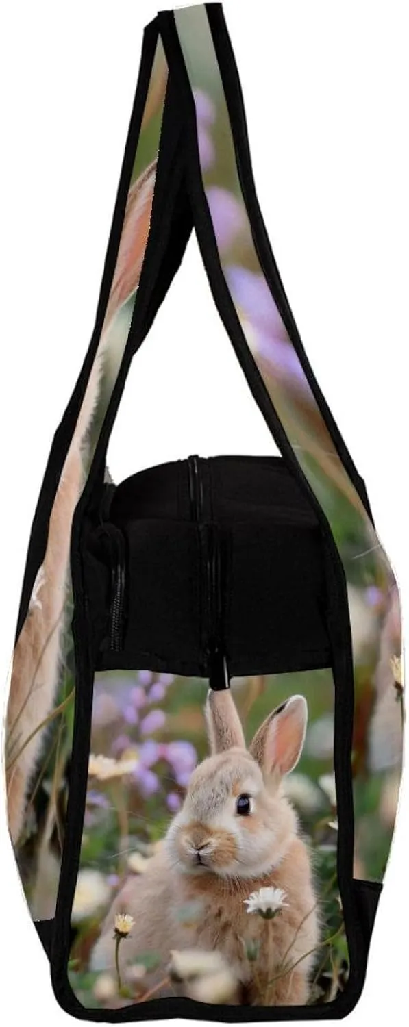 Gym Bag for Women,Small Gym Bag for Men,Bunny Rabbit Flowers Daisy,Overnight Bag