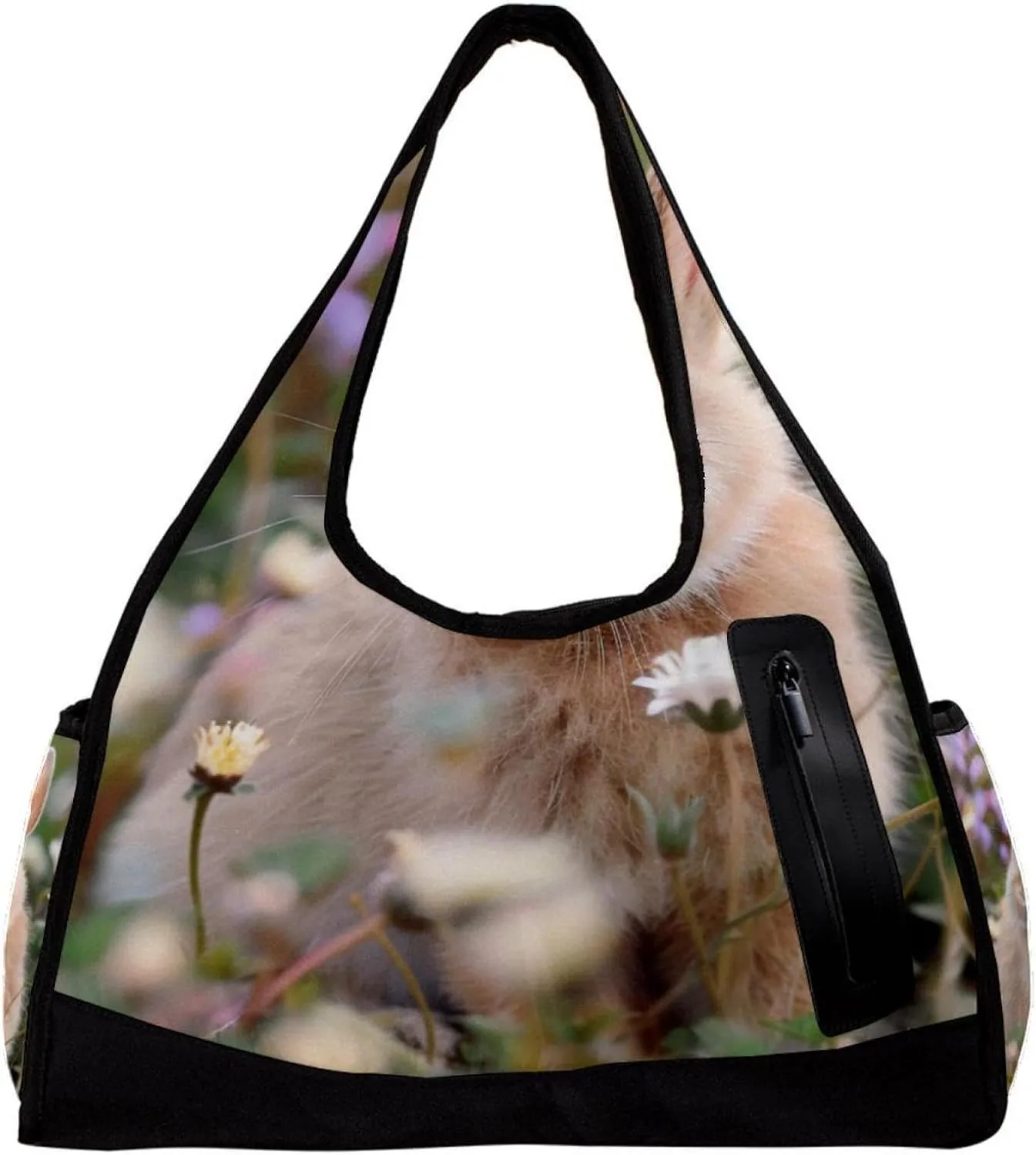 Gym Bag for Women,Small Gym Bag for Men,Bunny Rabbit Flowers Daisy,Overnight Bag