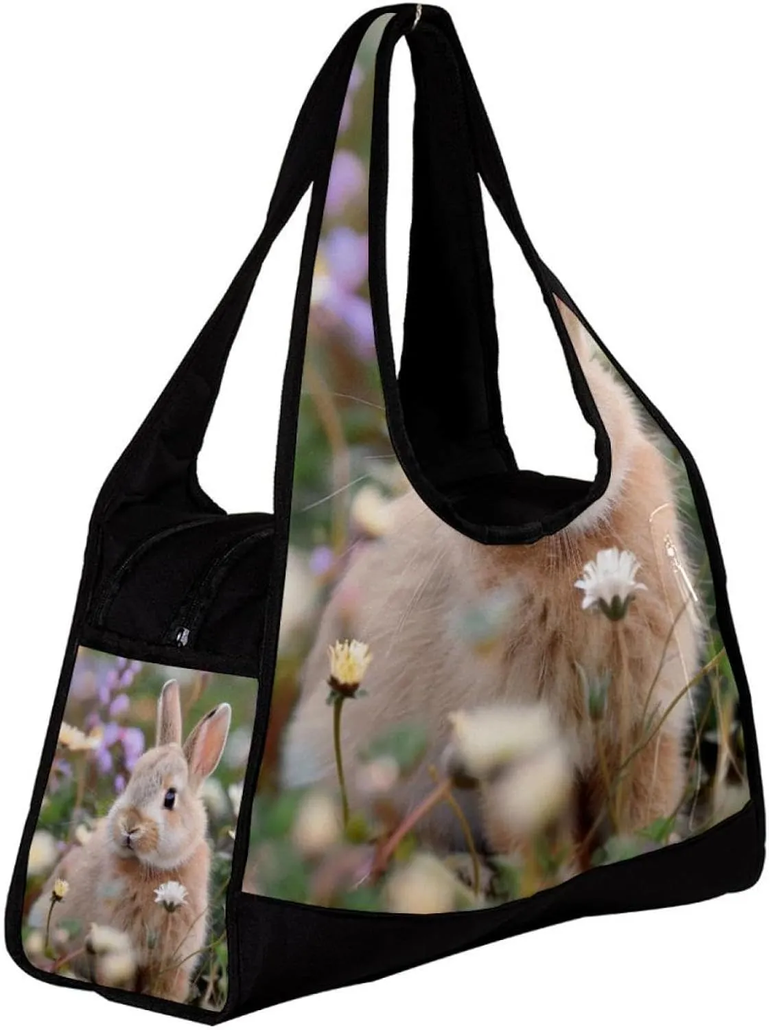 Gym Bag for Women,Small Gym Bag for Men,Bunny Rabbit Flowers Daisy,Overnight Bag