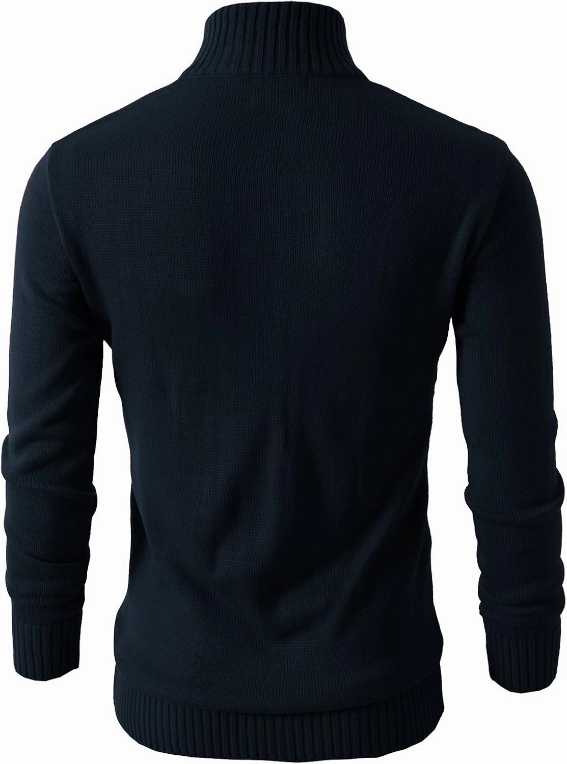 H2H Mens Casual Slim Fit Pullover Sweaters Long Sleeve Knitted Fabric Zip Up Mock Neck Polo Sweater