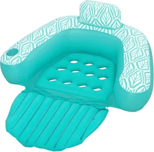 H2OGO! Comfort Plush Deluxe Chair Lounge - Teal, 57" x 47", Inflatable Pool Float, Footrest, Cup Holder, Back & Headrest, Air Ventilation, Water Play