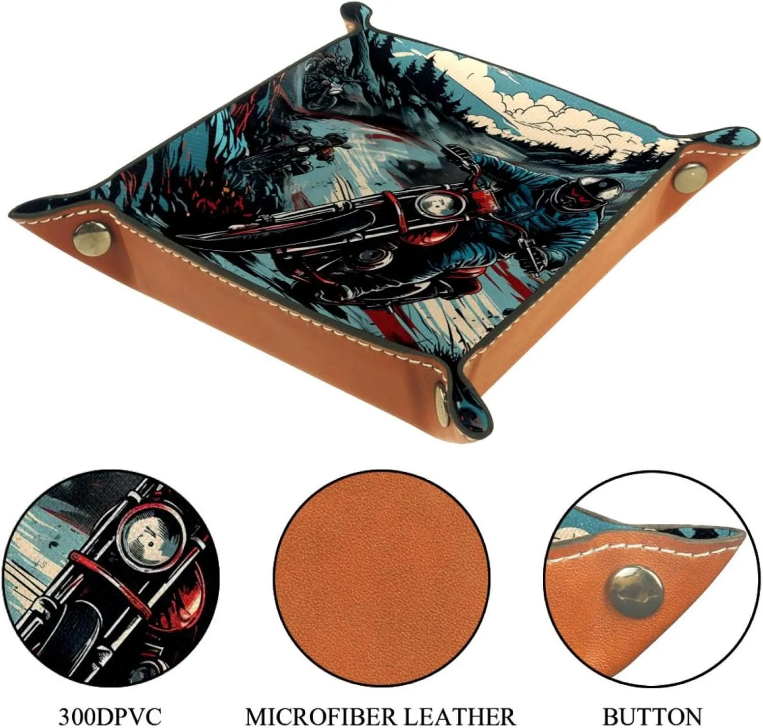 Hand drawn Motorcyclist Jewelry Organizer Tray Set, Stackable Earring and Bracelet Tray for Women and Girls, Versatile Storage Solution