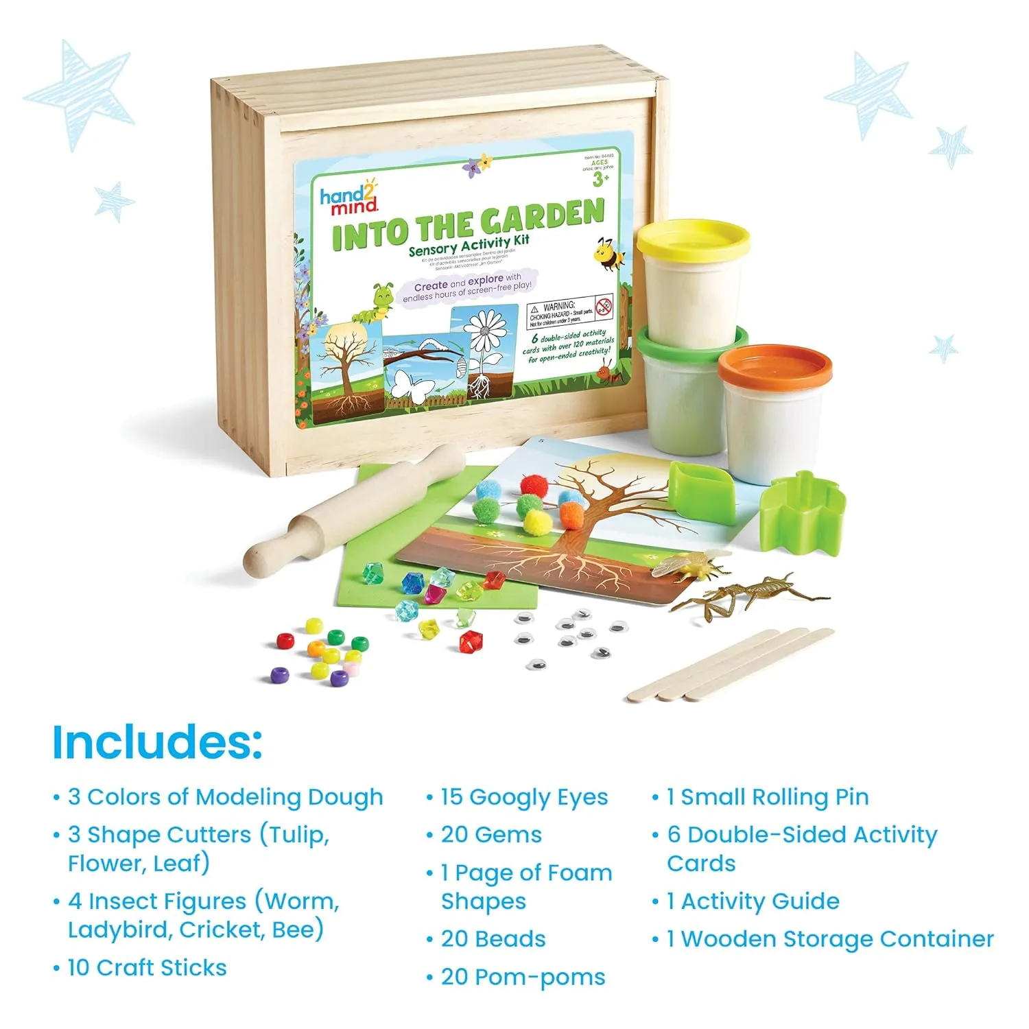 Hand2Mind Into the Garden Sensory Activity Kit - Loose Parts Play Materials for Kids - Montessori Sensory Bin with Lid - Nature and Fine Motor Toys - Play Therapy and Arts & Crafts Kit