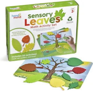 hand2mind Sensory Leaves Math Activity Set, Pattern Play, Shape Puzzle, Pattern Blocks Cards, Math Counters, Sorting Toy, Shapes for Toddlers, Counting Toy, Kindergarten Learning Activities