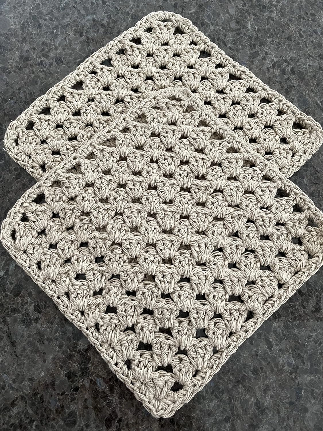 Handmade Crochet 100% Cotton Washcloths, Dish Cloths, Spa Cloths, Face Cloths, Spa Cloths, Eco Cloths, Eco Friendly Towels, Hand Towels (Beige Granny)
