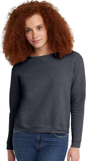 Hanes Women's Ecosmart V-Notch Crewneck Sweatshirt, Fleece Pullover Sweatshirt For Women