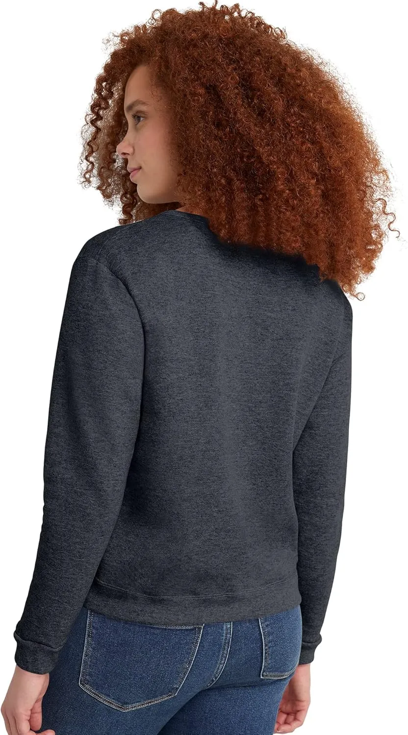 Hanes Women's Ecosmart V-Notch Crewneck Sweatshirt, Fleece Pullover Sweatshirt For Women