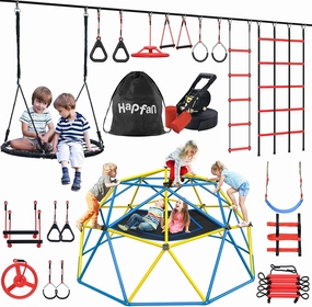 Hapfan Jungle Gym Bundle-50 ft Slack Swing Set and 10 ft Dome with Hammock
