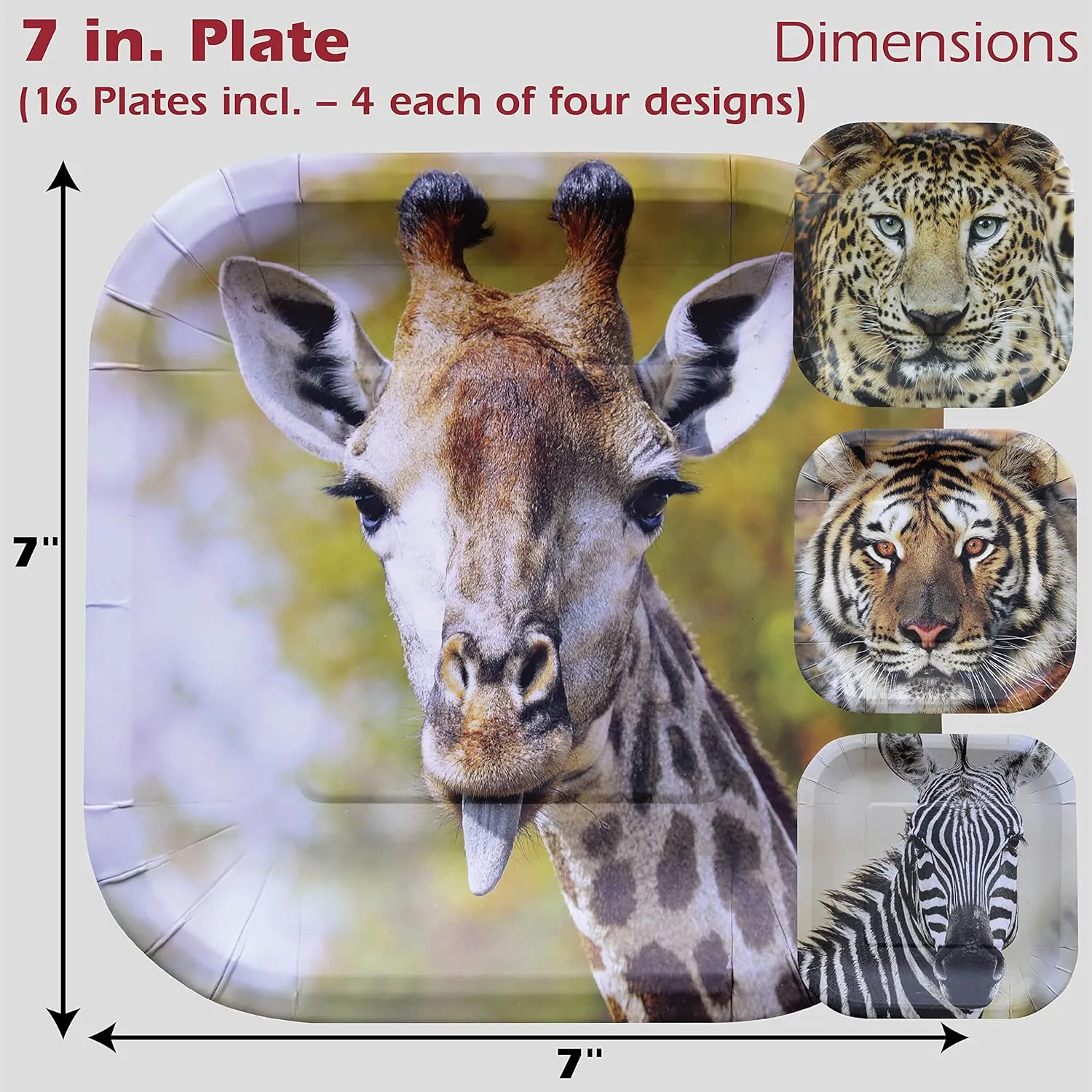 Havercamp Safari Party Supplies for 16 – Tiger Plates, Leopard Print and Jungle Cups, Animal Print Disposable Dinnerware Set