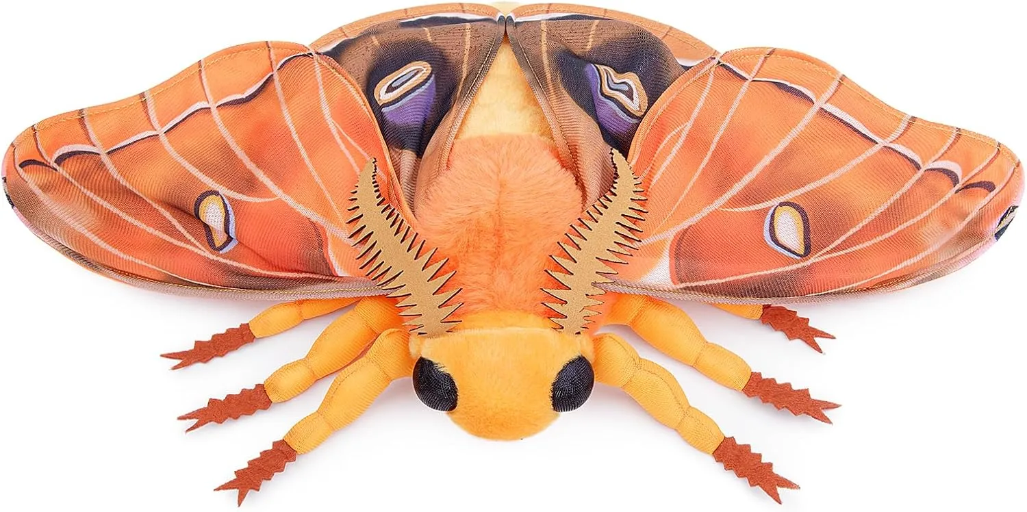 Hawkmoth Plush Simulation Toy, Cute Orange Hawkmoth Toy, Soft Plush Animal Hawkmoth Toy Collection, Flying Animal Silk Moth Holiday Decoration for Boys and Girls 16in
